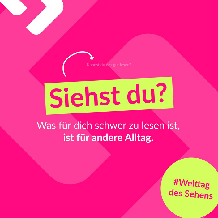 Ob Website, Präsentation oder Print: Gute Gestaltung schließt niemanden aus. 👀
Heute ist Welttag des Sehens. Ein guter... Ob Website, Präsentation oder Print: Gute Gestaltung schließt niemanden aus. 👀
Heute ist Welttag des Sehens. Ein guter...