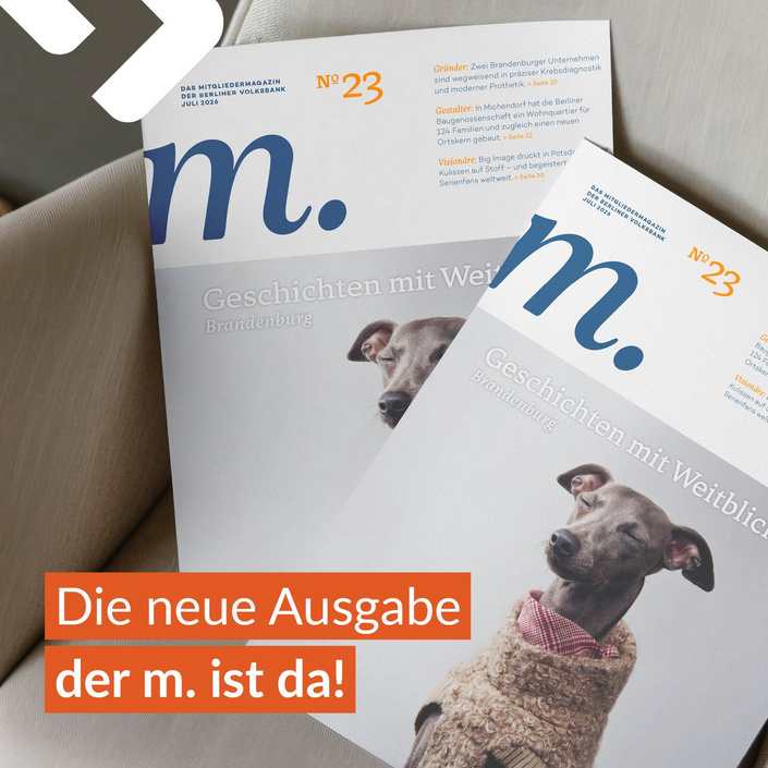 Da ist sie – die neue m. 23! 📖
Auch diese Ausgabe durften wir wieder gemeinsam mit der @berlinervolksbank umsetzen. Von... Da ist sie – die neue m. 23! 📖
Auch diese Ausgabe durften wir wieder gemeinsam mit der @berlinervolksbank umsetzen. Von...